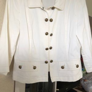 Ann Taylor Loft cropped white denim jacket